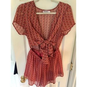 Princess Polly red floral tie ROMPER